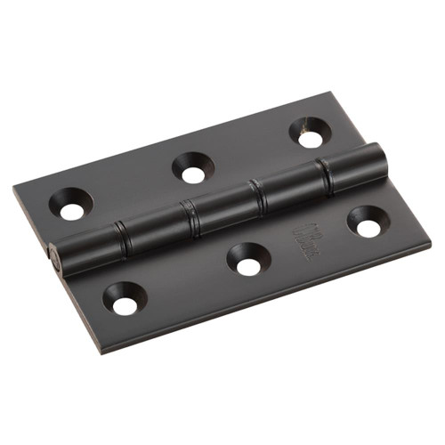 Carlisle Brass 76 x 50 x 2.5mm Double Butt Hinge With Screws (Pair) Matt Black image