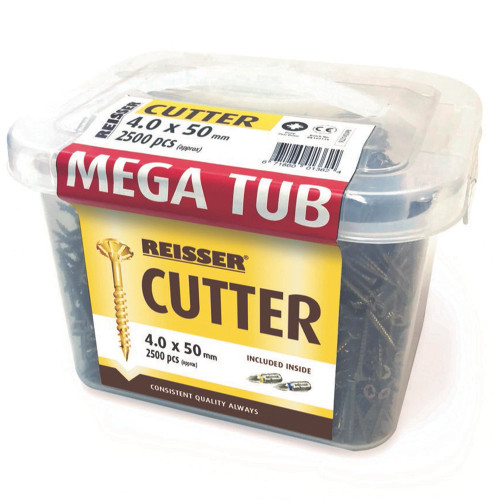 Reisser 4 x 50mm Cutter Wood Screws - Mega Tub of 2500 image