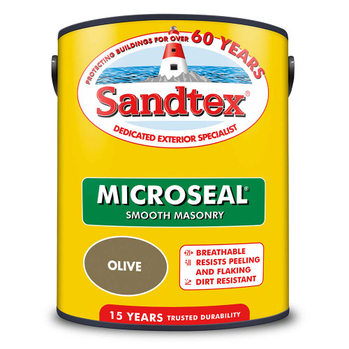 Sandtex Microseal Smooth Masonry Paint Olive 5L image