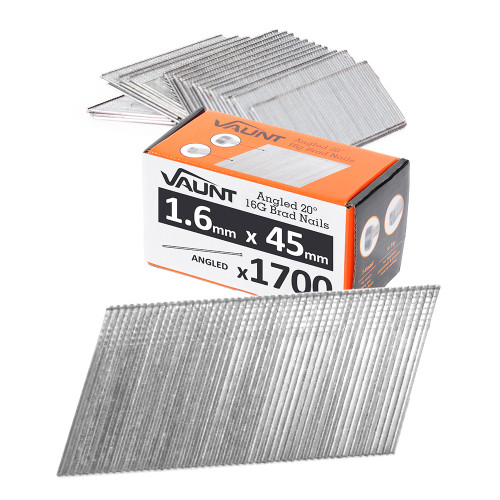 Vaunt 45mm 16g 20° Angled Brad Nails - Pack of 1700 image Vaunt 45mm 16g 20° Angled Brad Nails - Pack of 1700 image