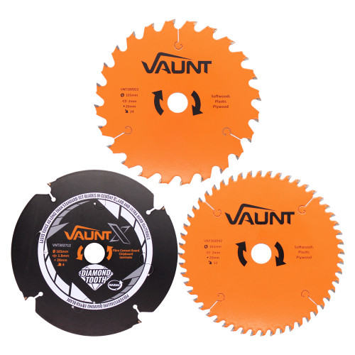 Vaunt TCT Circular Saw Blades 165mm x 20mm  - 24T, 52T & Diamond Blade image