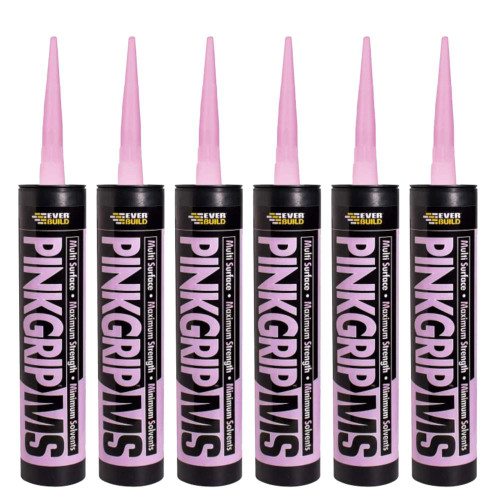 Everbuild PinkGrip MS Hybrid Adhesive, 290ml - Pack of 6 image