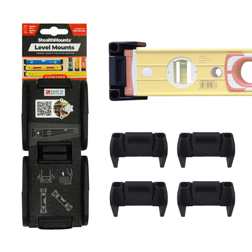 StealthMounts BLACK Level Mounts for Spirit Levels - 2 Pairs image