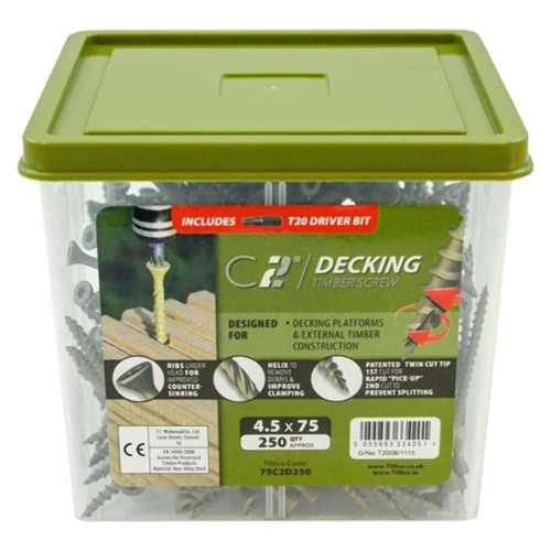 Timco C2 Deck-Fix Premium Decking Screw 4.5 x 75mm - Tub of 250 image