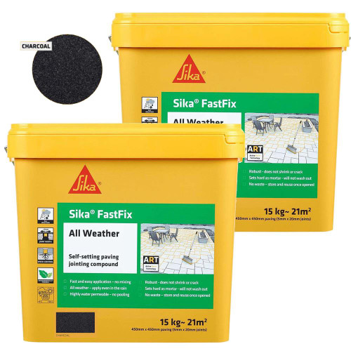 Everbuild Sika FastFix All Weather Jointing Compound - Charcoal 15kg - Pack of 2 image
