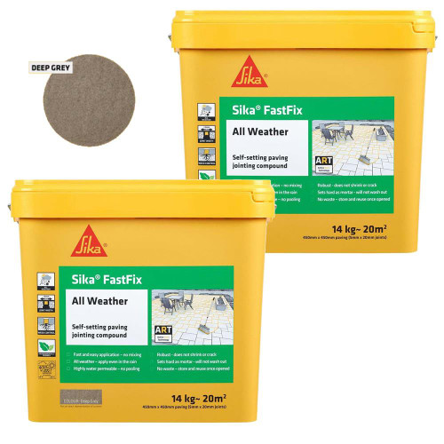 Everbuild Sika FastFix All Weather Jointing Compound, Deep Grey 14kg - Pack of 2 image