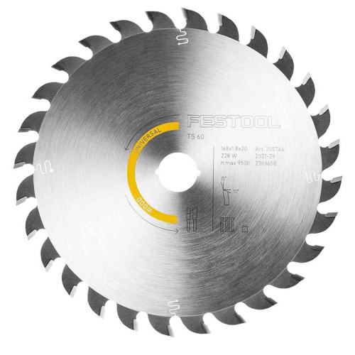 Festool 205764 168mm x 20mm 28T Universal Wood Saw Blade image