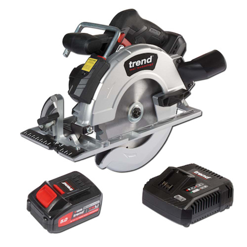 Trend T18S/CS165B 18V Brushless 165mm Circular Saw with 1x 5.0Ah Battery & Charger image