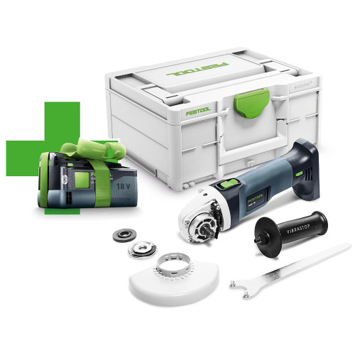 Festool AGC 18-125 18V Brushless Angle Grinder – Body & Case with Free 5.2Ah Battery image