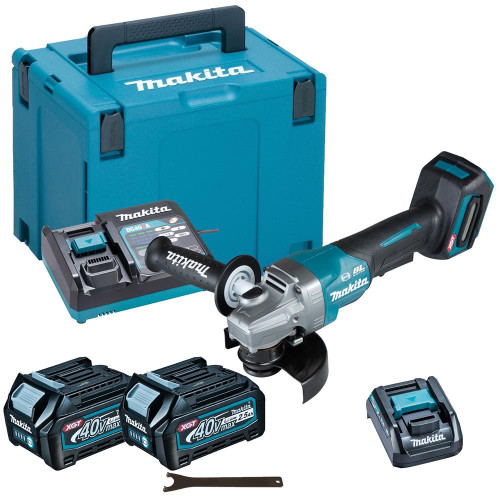 Makita GA013GD201 40V XGT Brushless 125mm Angle Grinder, 2x 2.5Ah Batteries, Charger & Case image