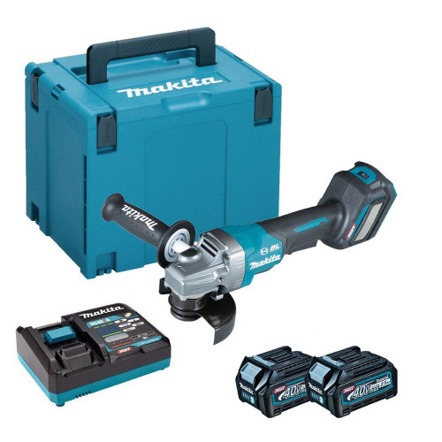 Makita GA028GD201 40V XGT Brushless 115mm Angle Grinder, 2x 2.5Ah Batteries, Charger & Case image