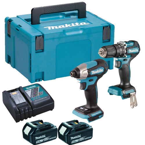 Makita 18V LXT Brushless 2 Piece Kit with 2x 5.0Ah Batteries, Charger, Case & Inlay image