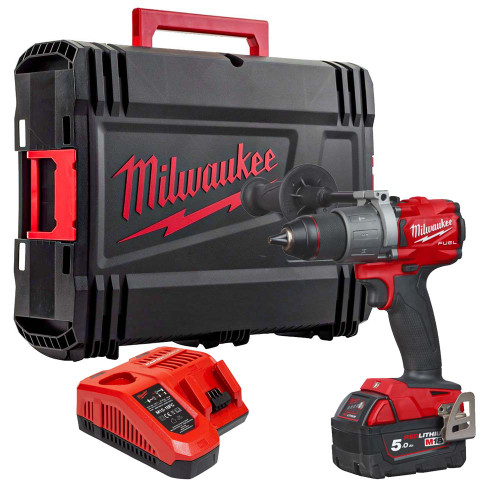 Milwaukee M18 FPD2-501X 18V FUEL Brushless Combi Drill with 1x 5.0Ah Battery, Charger & Case image