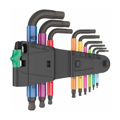 Wera 950/9 Hex-Plus 9 Piece Multicolour 2 L-Key Metric BlackLaser Set image
