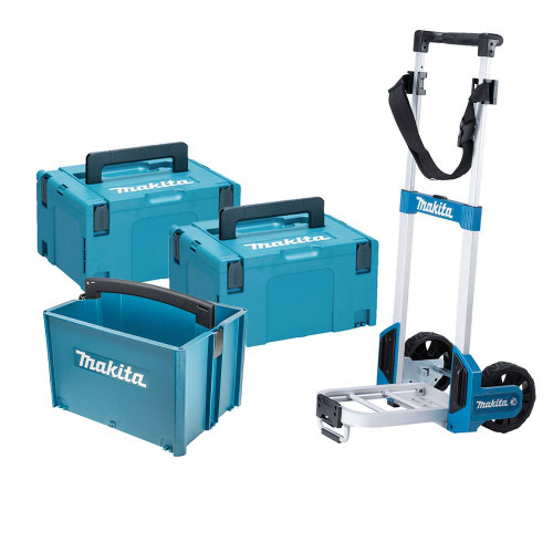 Makita MAKPAC Trolley, 2x Large MAKPAC Case & 1x Stackable Tool Box image