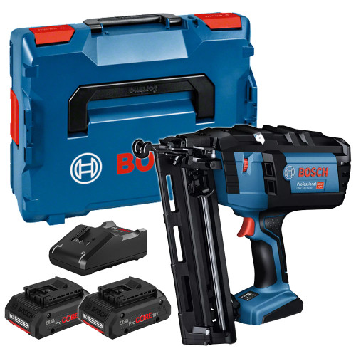 Bosch GNH 18V-64 M 18V Second Fix Angled Nail Gun with 2x ProCORE 4.0Ah Batteries, Charger & Case image