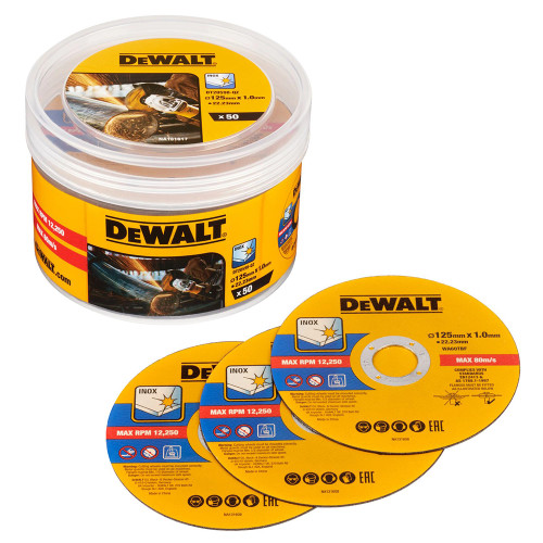 Dewalt DT20598-QZ 125mm x 1mm High Performance FASTCUT Thin Bonded Discs - Pack of 50 image
