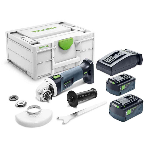 Festool AGC 18-125 18V Brushless Angle Grinder, 2x 5.0Ah Batteries, Charger & Case image