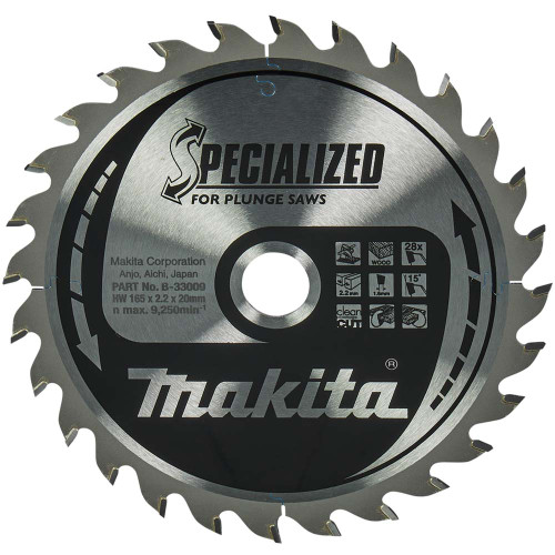 Makita B-33009 165mm x 20mm 28T Specialized Wood Saw Blade image