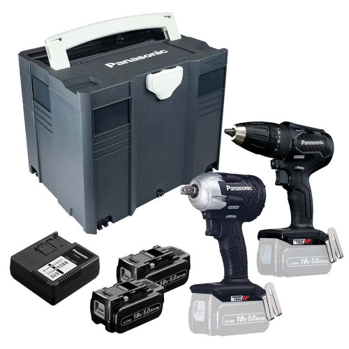 Panasonic EYC242LJ2G31 18V 2 Piece Brushless Kit, 2x 5.0Ah Batteries, Charger & Case image