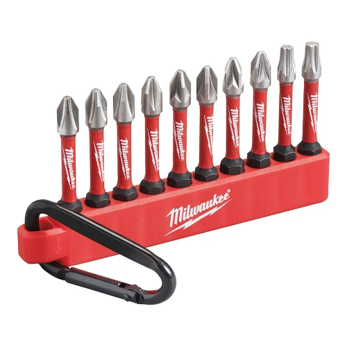Milwaukee SHOCKWAVE 10 Piece Impact Screwdriver Bit Set on Carabiner image