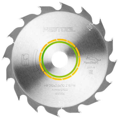 Festool 493196 210mm x 30mm 16T WOOD RIP CUT Saw Blade image