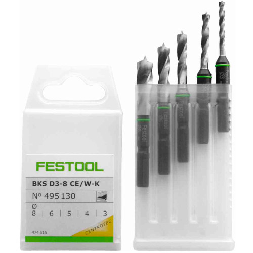 Festool 495130 BKS D 3-8 CE/W-K 5 Piece Drill Bit Set image