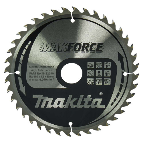 Makita B-32340 190 x 30mm 40T Makforce Circular Saw Blade for Wood image