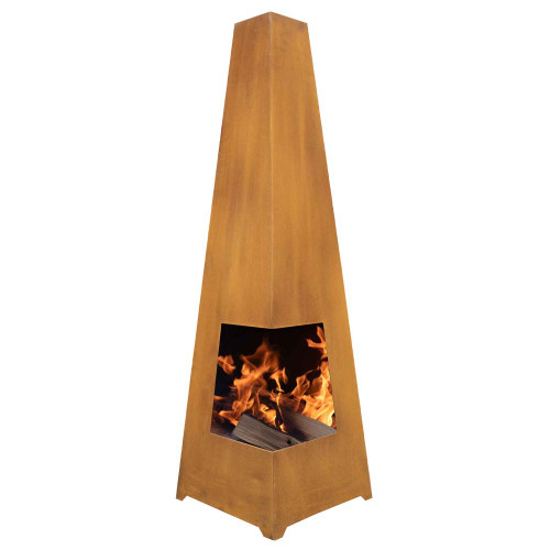 Dellonda Corner Access Pyramid Chiminea Wood Burner - Corten Steel image