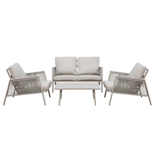 Dellonda Fusion 4-Piece Aluminium Outdoor Garden Sofa, Armchairs & Coffee Table Set image