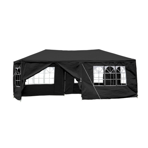 Vaunt Home 6m Black Gazebo with Window Side Panels & Curtain Door image