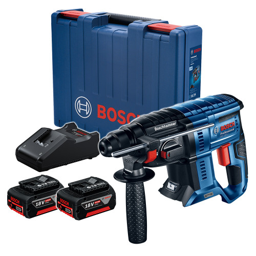 Bosch GBH 18V-21 Brushless 18V SDS+ Rotary Hammer Drill, 2x 5.0Ah Batteries, Charger & Case image