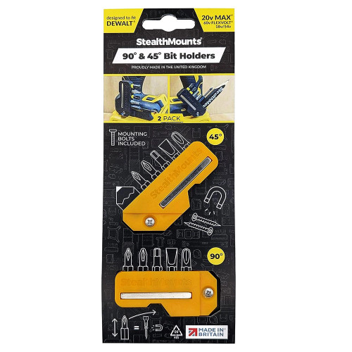 StealthMounts YELLOW 45 & 90 Magnetic Bit Holder for Dewalt - Pack of 2 image