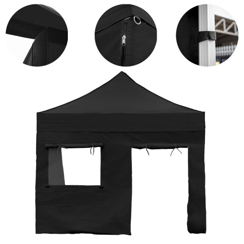 Vaunt X 3m x 1.9m Door & Window Gazebo Side Panel - Black image
