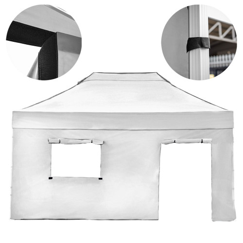 Vaunt 4.5m x 1.9m Door & Window Gazebo Side Panel - White image