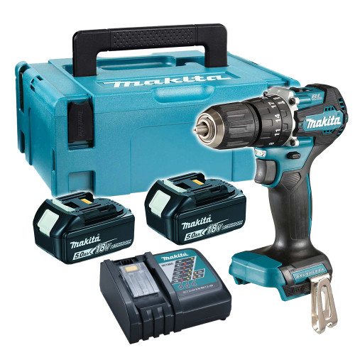 Makita DHP487RTJ 18V LXT Brushless Combi Drill with 2x 5.0Ah Batteries, Charger & MAKPAC Case image