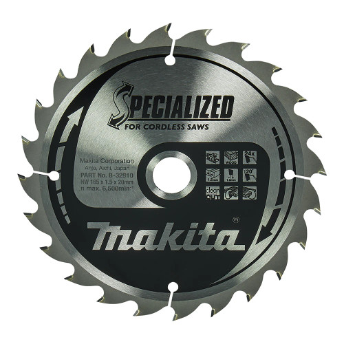 Makita B-32910 165mm x 20mm 24T Specialized Wood Saw Blade image