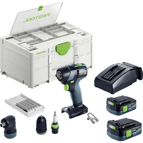 Festool TXS 12 12V Brushless Drill, 2x 2.5Ah Batteries, Charger, Accessories & Case image