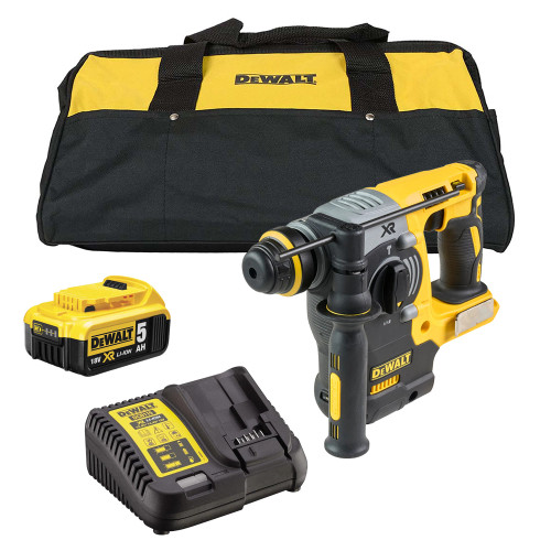 Dewalt DCH273P1B 18V XR Brushless SDS+ Hammer Drill, 1x 5.0Ah Battery, Charger & Duffel Bag image