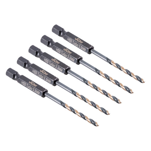 Vaunt HSS M2 Turbo Drill Bit 3.5mm 1/4'' Hex Shank - Pack of 5 image