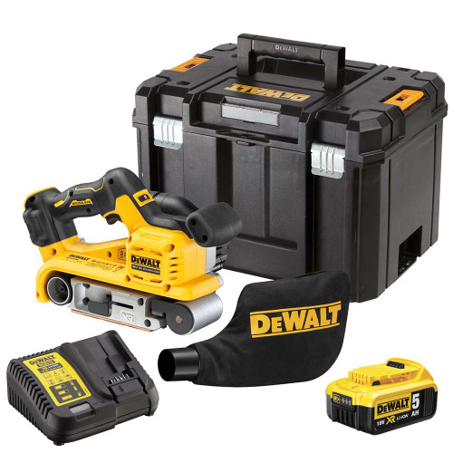 Dewalt DCW220P1 18V XR Brushless 75mm Belt Sander, 1x 5.0Ah Battery, Charger & TSTAK Case image
