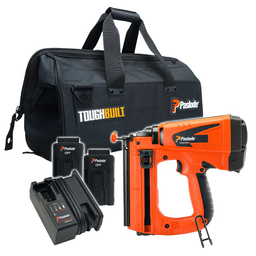 Paslode IM65 7.4V Straight Second Fix Finishing Nail Gun, 2x 2.1Ah Batteries, Charger & ToughBuilt Case image