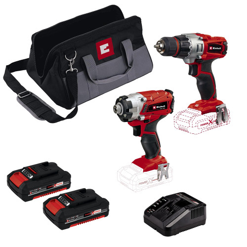 Einhell 2 Piece 18V Combi Drill Impact Driver Kit 2x 2.0Ah