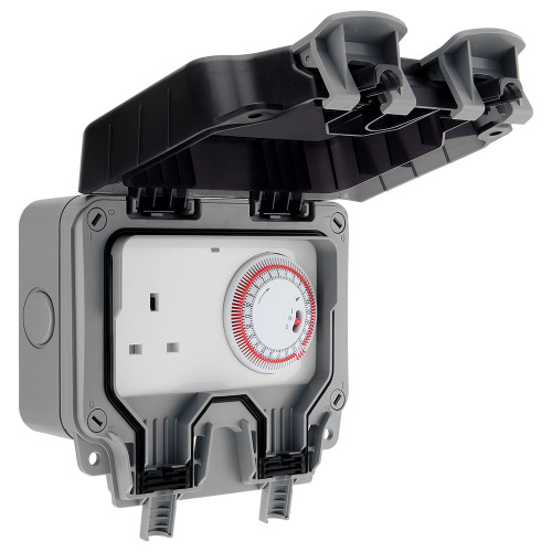 BG Electrical IP66 13A 1-Gang Outdoor Unswitched Weatherproof Time-Controlled 13A Socket image