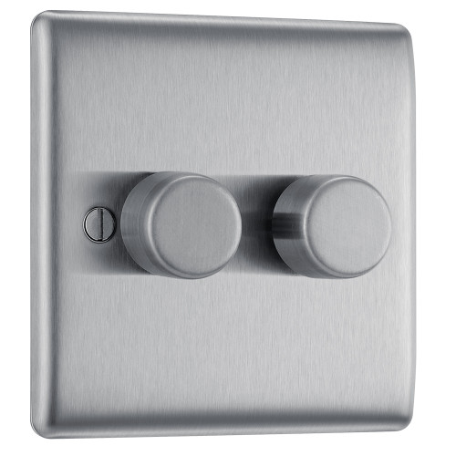 BG Electrical Nexus Metal 2-Gang 2-Way Dimmer Switch Brushed Metal image