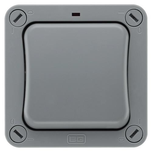 BG Nexus WP12 IP66 Weatherproof Outdoor Switch – 1 Gang 2 Way 20A, Silver Finish