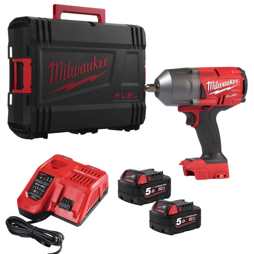 Milwaukee M18 FHIWP12-502X 18V FUEL Brushless Impact Wrench with Pin Detent, 2x 5.0Ah Batteries, Charger & Case image