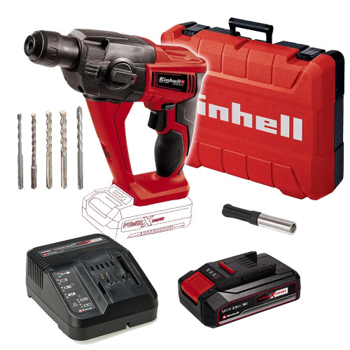 Einhell TE-HD 18 Li 18V SDS+ Hammer Drill, 1x 2.5Ah Battery, Charger, Case & Accessories image