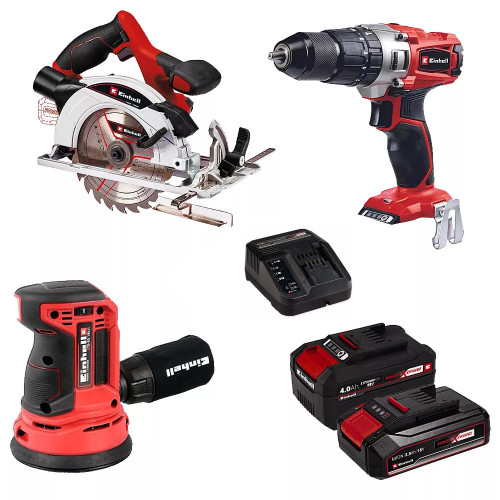 Einhell 18V Power X-Change Carpentry Kit, 1x 1.5Ah Battery, 1x 4.0Ah Battery & Charger image