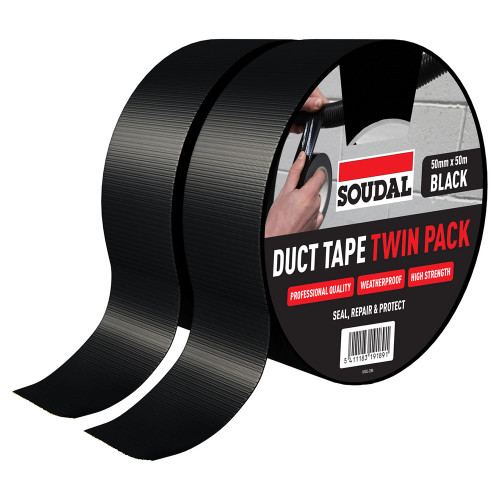 Soudal 50mm x 50m Black Duct Tape - Pack of 2 image
